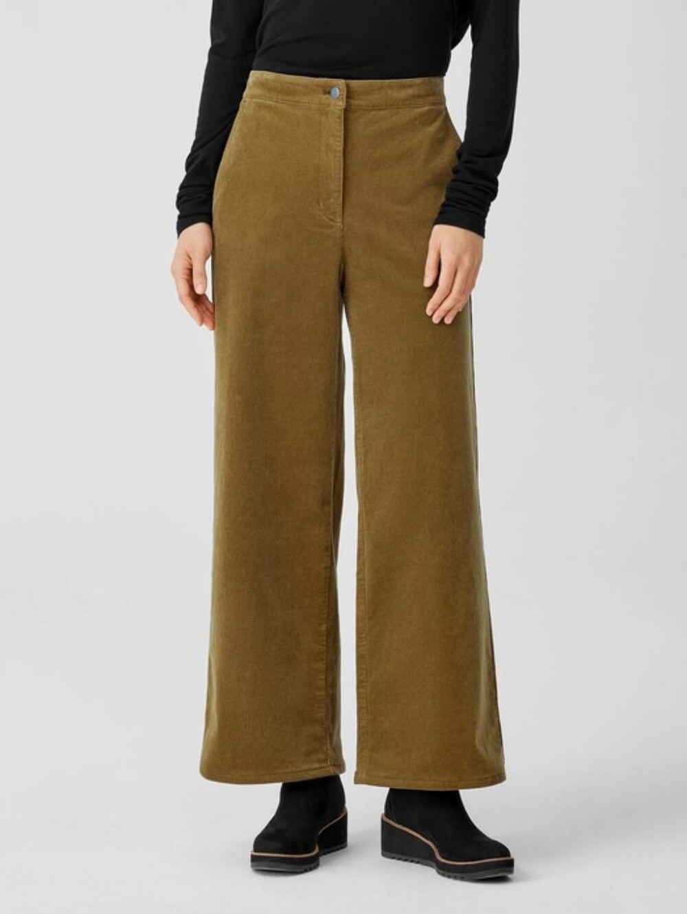 Eileen Fisher Organic Cotton Stretch Wide Leg Corduroy Pants